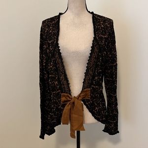 Nic and Zoe velvet bow tie-front cardigan